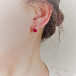 Gorgeous Gold Color Fuchsia Light Blue Zirconia Huggie Earrings For Women Girl Party Daily Dainty Dress Decoration Jewelry