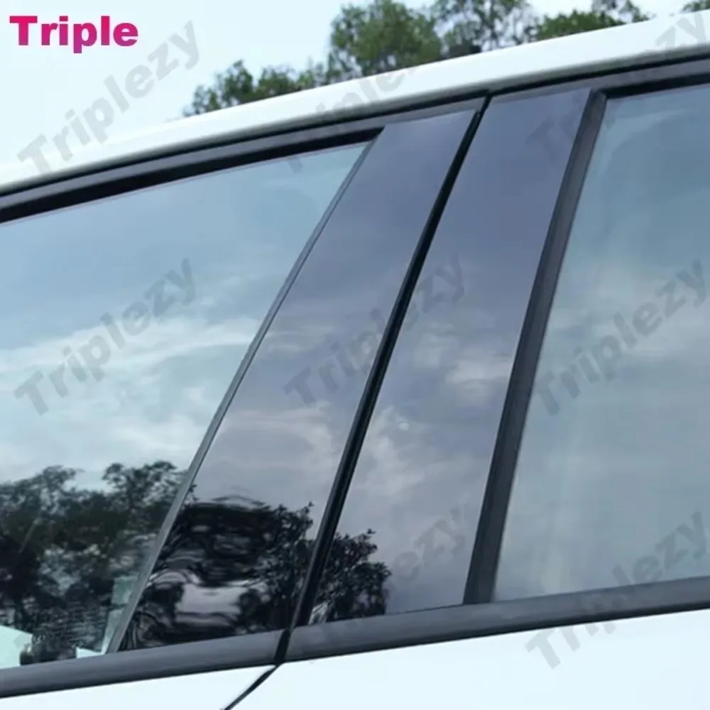 Glossy Black Car Door Window Center Middle Column B C Pillar Post Cover Trim Mirror Effect PC Sticker For Honda CRV G4 2012-2016