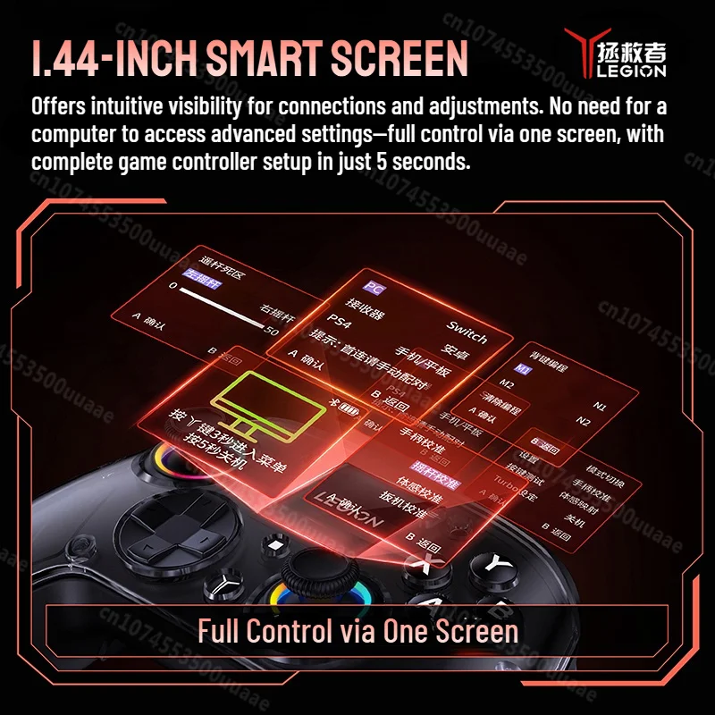 Lenovo Legion Y7 1.44 "Pengontrol Nirkabel Layar Pintar Gamepad Bluetooth ABXY Mekanis untuk PS4 Switch iPhone Android Phone PC