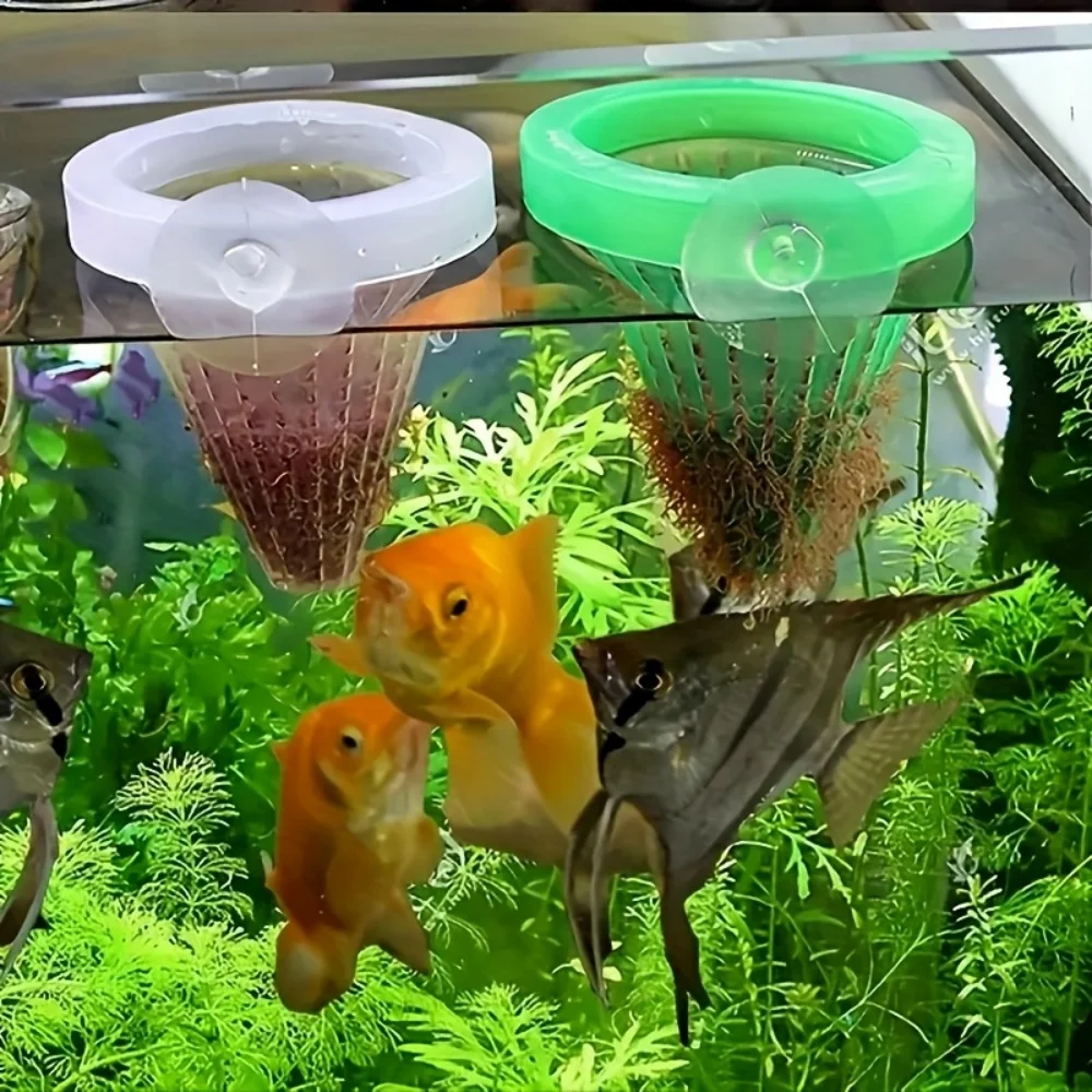 2 mangeoires de type panier pour aquarium, entonnoir d'alimentation conique pour vers vivants, adapté à l'utilisation domestique en aquarium