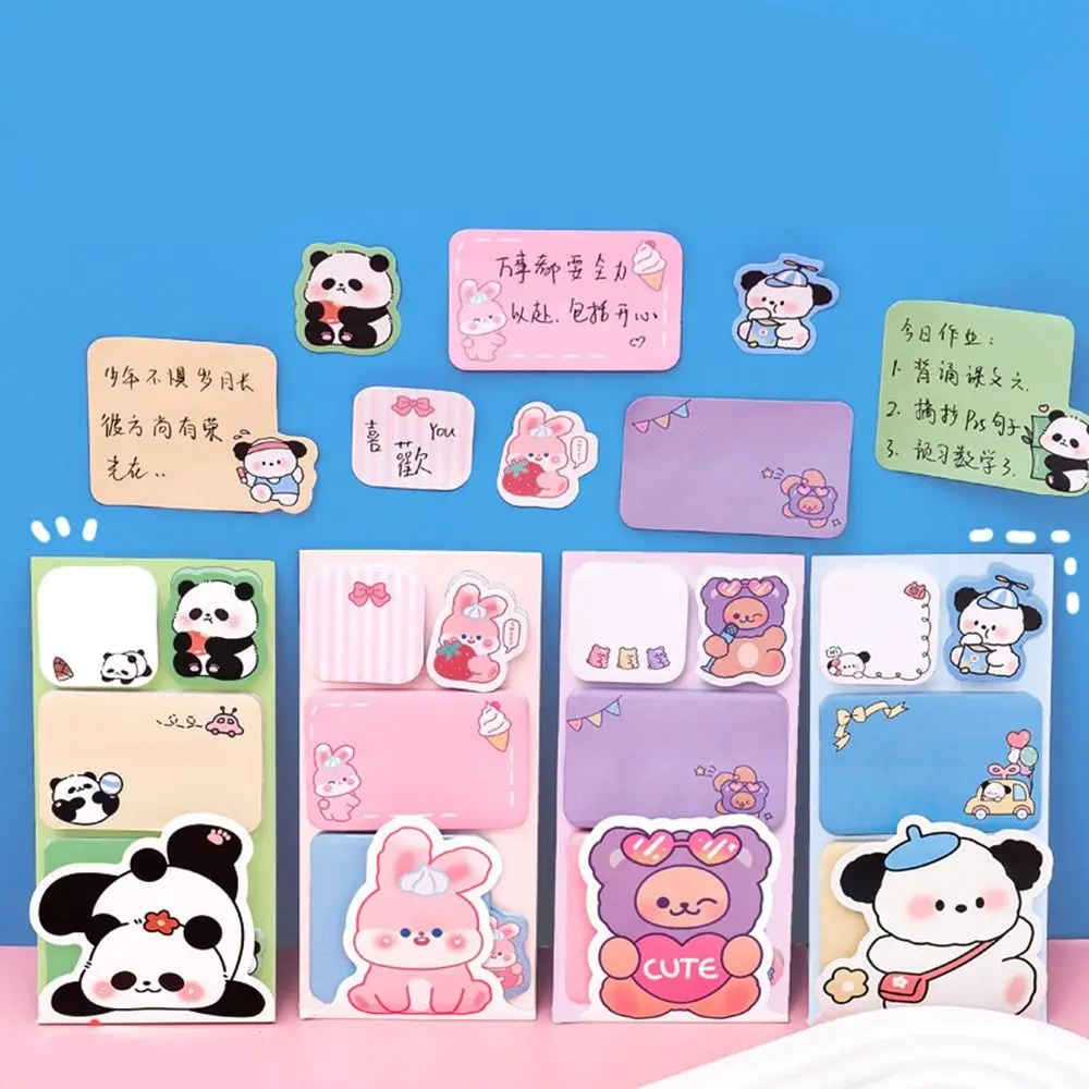 2 Pcs Cute Cartoon Notepad Girl Heart Colorful Sticky Notes Multifunction Portable Memo Pad Stationary Supplies