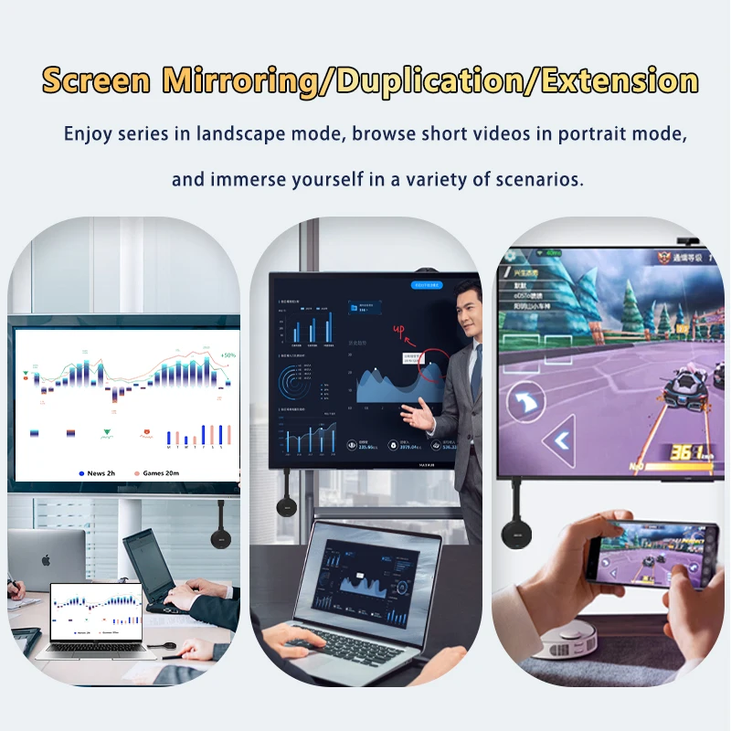 Para conferencias de negocios y aulas educativas Kit de pantalla inalámbrica portátil 1080P con transmisores y receptor USB A/C