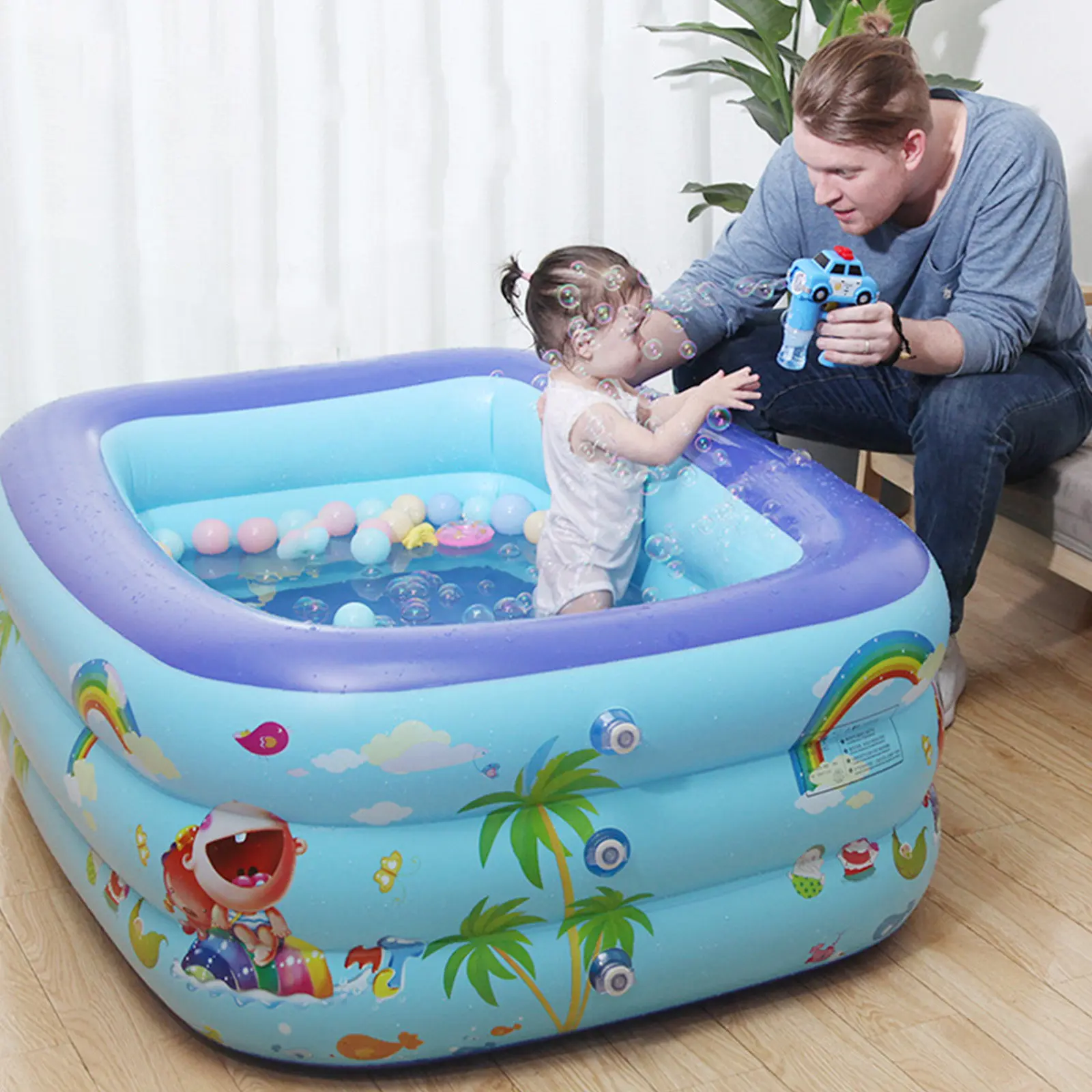 115×92cmの丈夫なpvc製子供用スイミングプール、家庭用裏庭での夏の水遊び用キッズプール、子供用プール