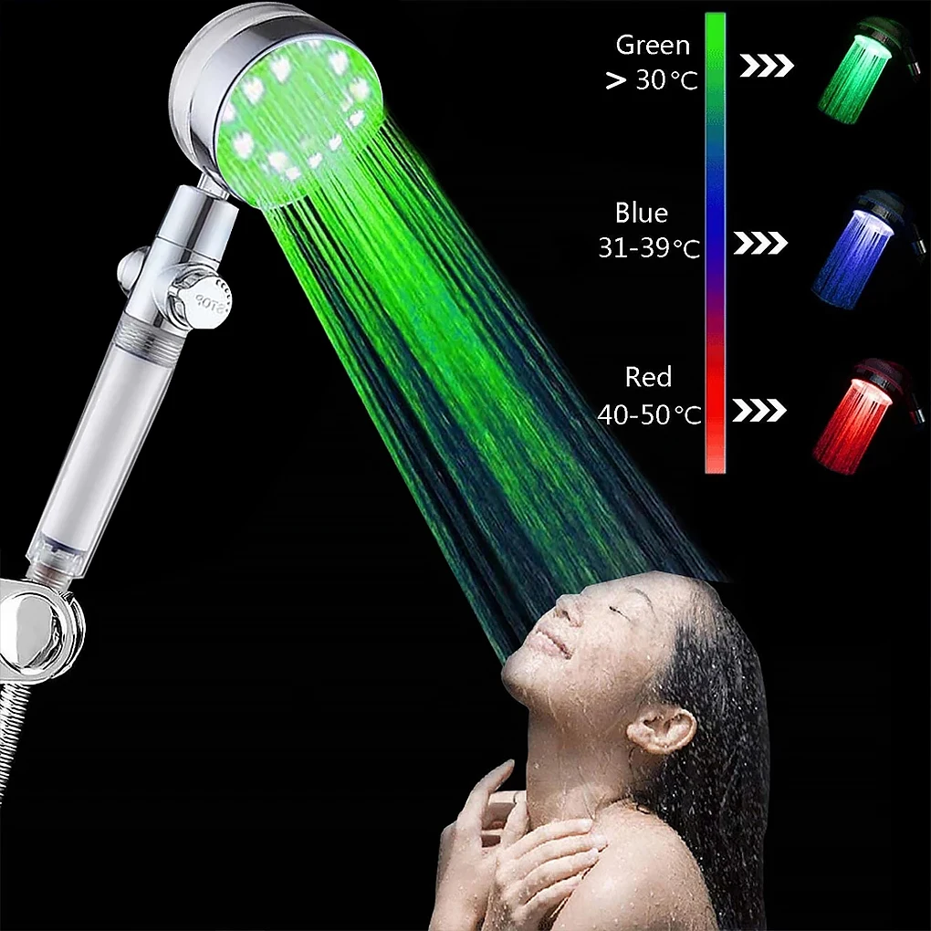 Plastic Shower Automatic LED Anti-rust Handheld 360 Degree Rotatable Sprayer Hand-shower Home Showering Shower