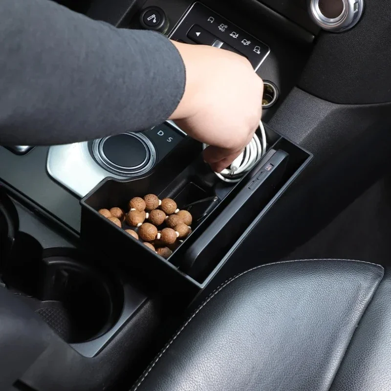 

ABS Car Central Control Storage Box Water Cup Holder Organizer Interior Car Accessories For Land Rover Discovery 4 LR4 2013-2016