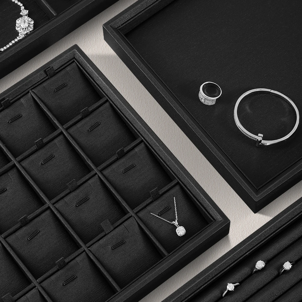 YinBeiNi 쌓을 수 있는 반지 귀걸이 목걸이 팔찌 보관 트레이, 보석 정리함 액세서리, 커버 포함 보관 트레이 P004