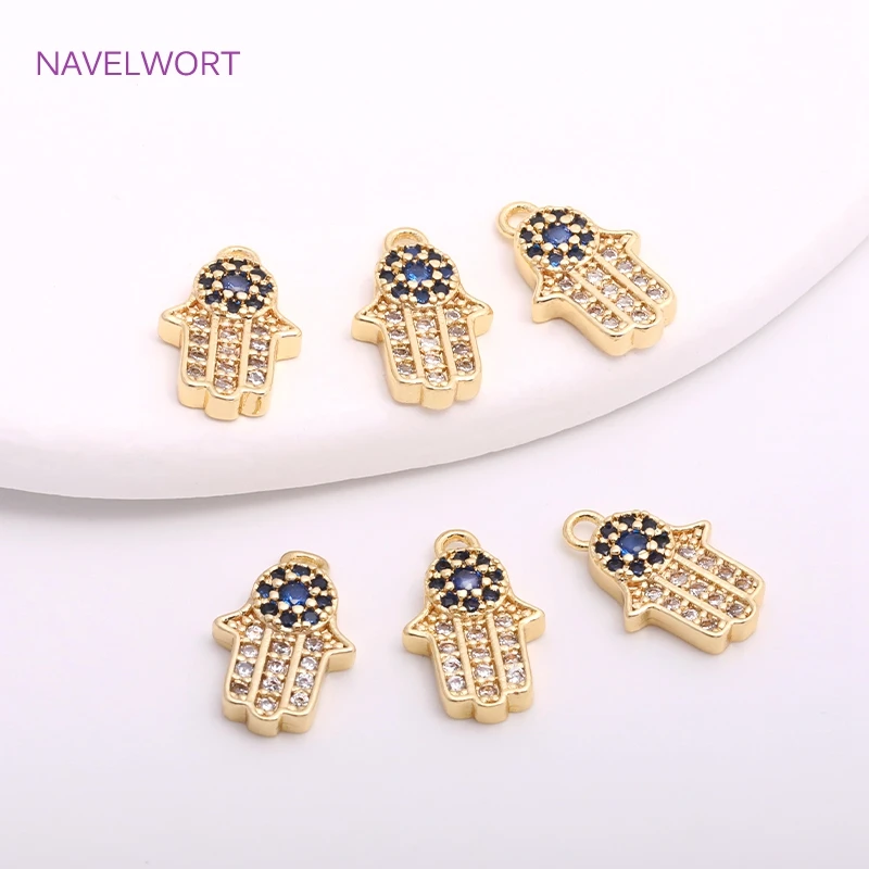 14K Gold Plated Hamsa Hand Pendants Brass Metal Hamsa Jewelry For Earring Making Crafts DIY Jewelry Making Accessories