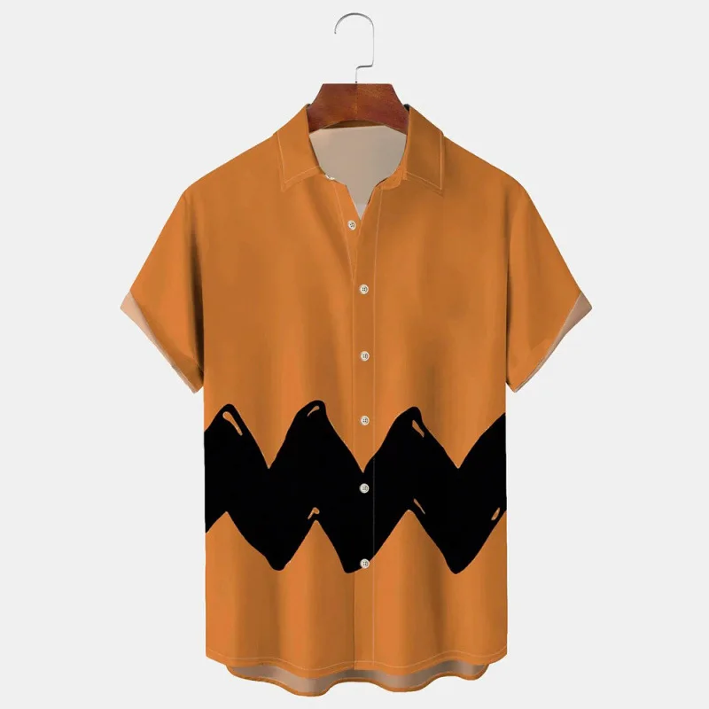 Hawaiian New Style Men's Shirt Casual Striped Shirt 3D Print Thin and Quick-Drying Summer Beach Shirt Suitable for Everyday Wear
