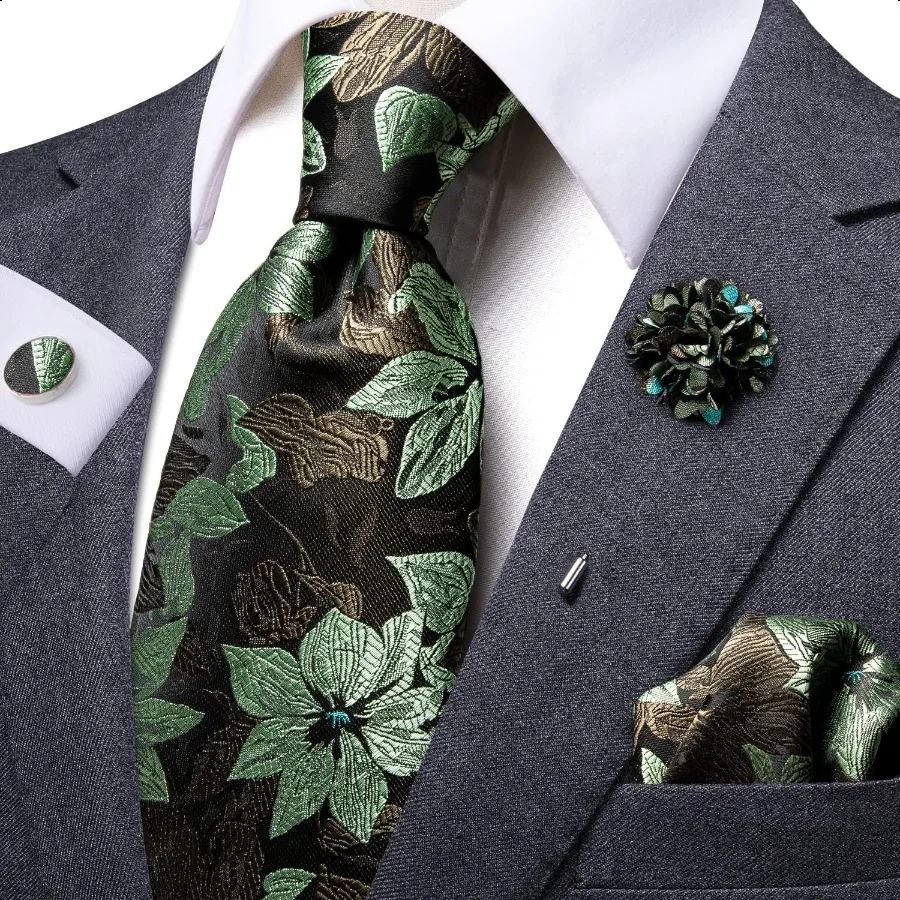 Dubulle Mens 넥타이 및 옷깃 핀 페이즐리 스트라이프 꽃 넥타이 남성용 포켓 스퀘어 커프스 단추 웨딩 파티