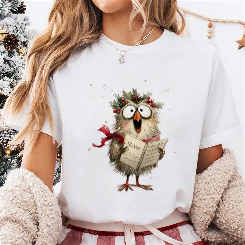 

Watercolor Cute Style 90s Women's New Year Pattern T-Shirt Printed Women's Christmas Holiday Top Fashion Clothing Street T-Shirt