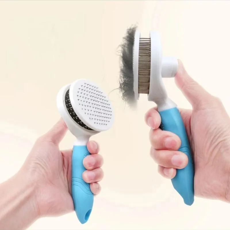Brosse pour chien et chat, peigne autonettoyant, soins pour chat, peigne en acier inoxydable, outils de toilettage pour chat, peigne démêlant pour animaux de compagnie, accessoires pour chiens