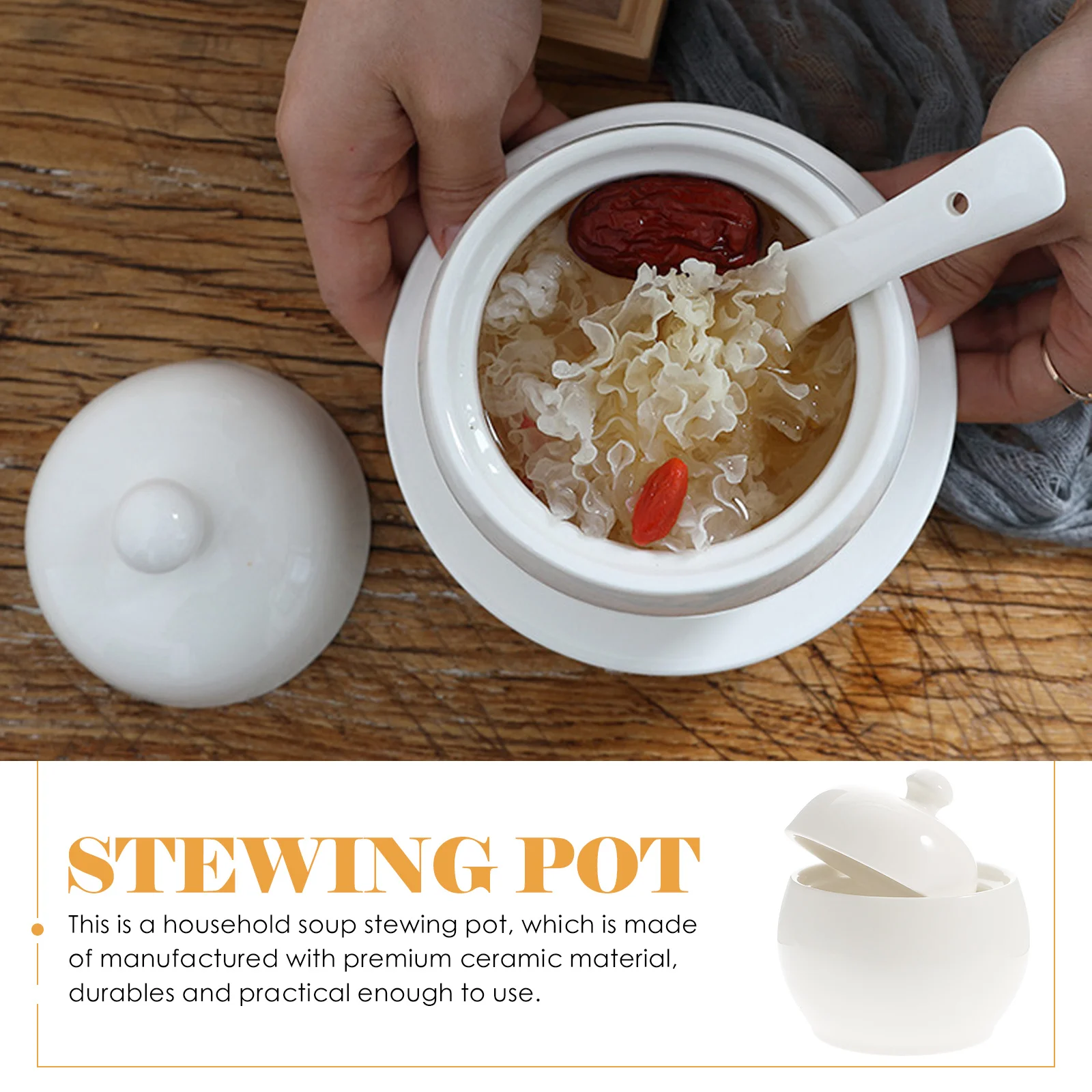 

Многофункциональная керамическая миска для тушения, держатель для супа, кухонная кастрюля для тушения, бытовая чашка для яиц на пару, практичный безопасный материал