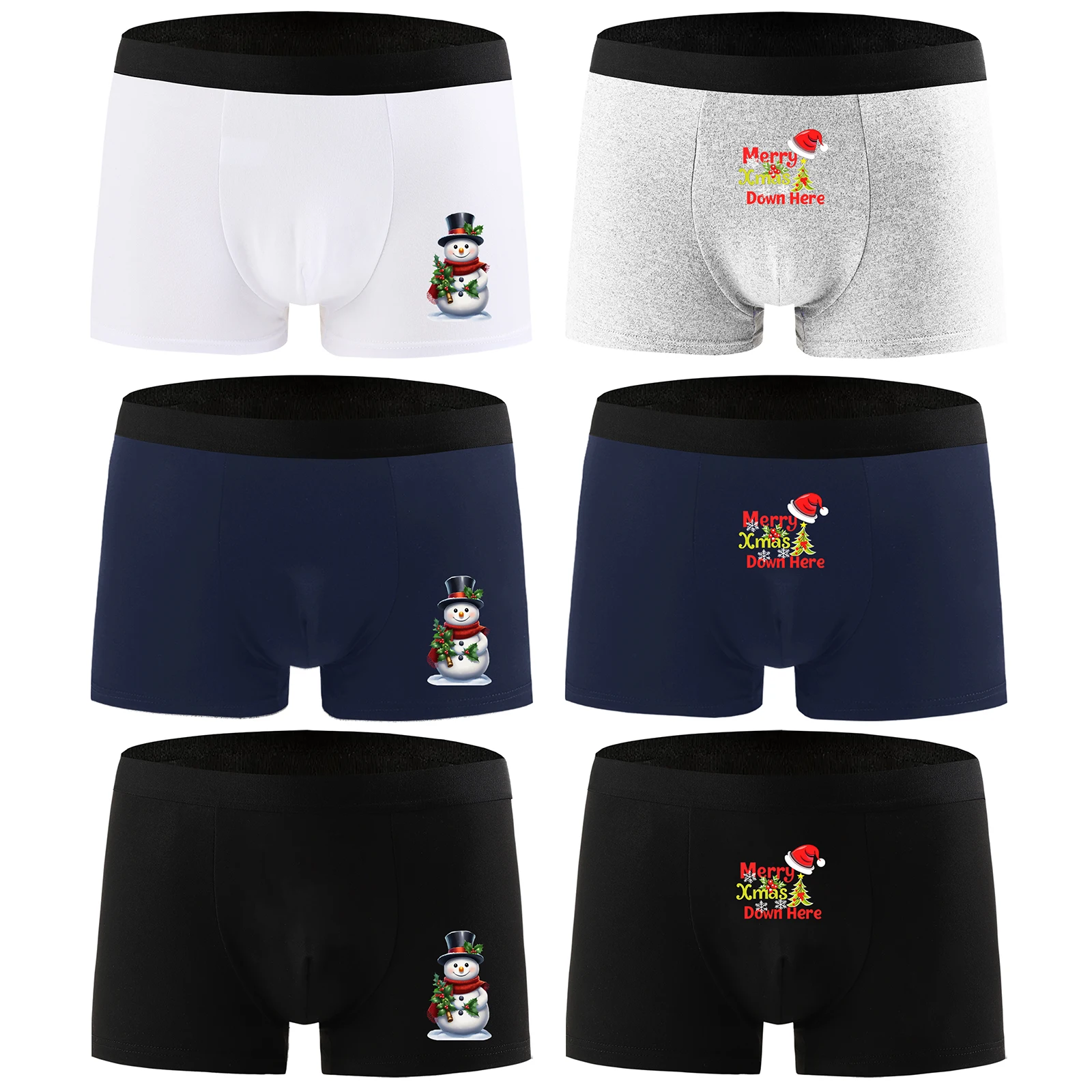 

1Pcs Man Underpants Xmas Printed Christmas Print Men Underwear Boxers Breathable Soft Mens Panties Trunks Sexy Men's Boxershorts