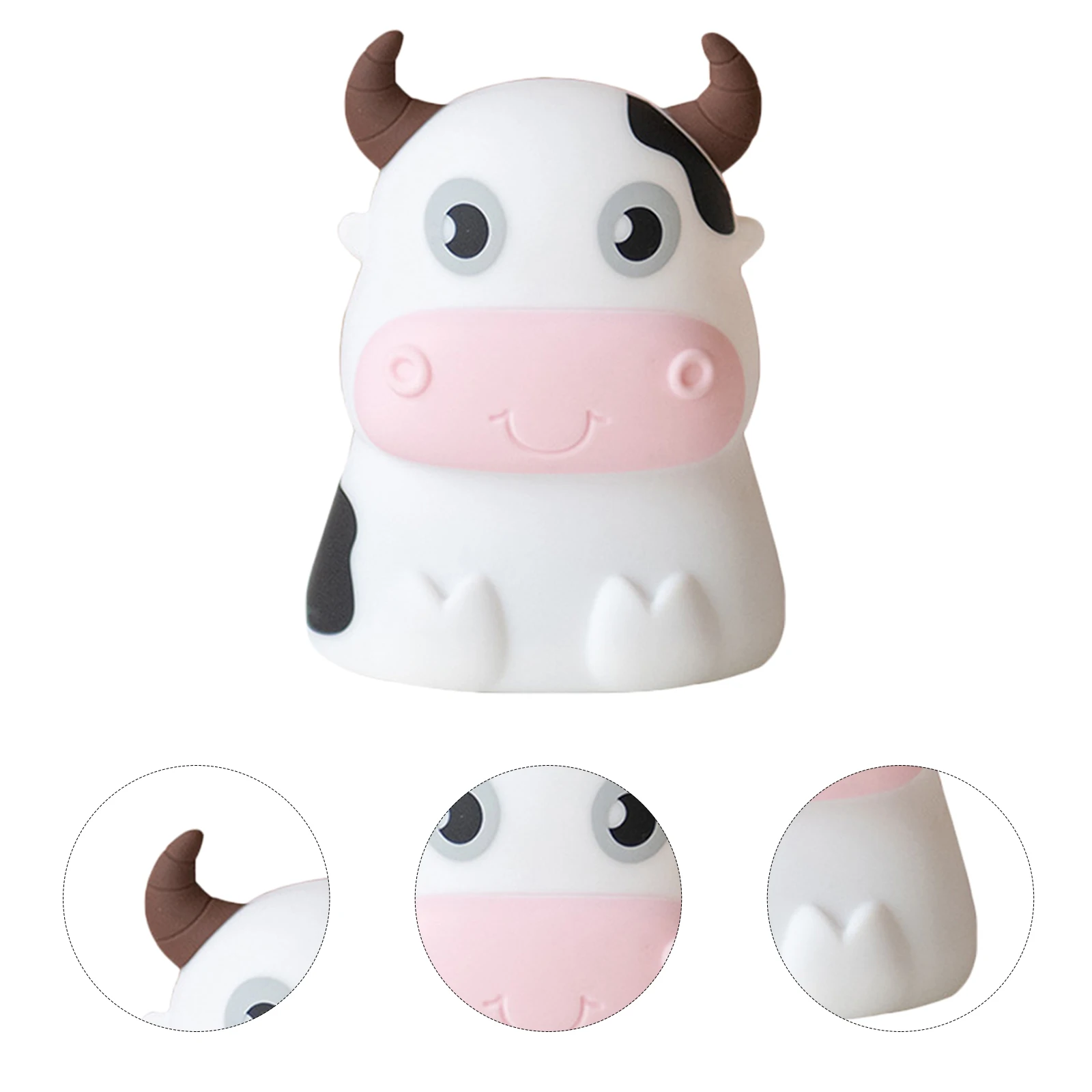 

Adorable Cow Night Silicone Night Light For Bedroom Desktop Decorative Bedside Lamp Romantic Nursery Light Cow Shape Soft Lamp