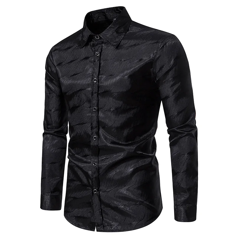 Luxury Black Satin Shirt Men 2023 Brand Slim Fit Long Sleeve Mens Dress Shirts 70s Party Prom Shirt Men Casual Top Blouse 2XL