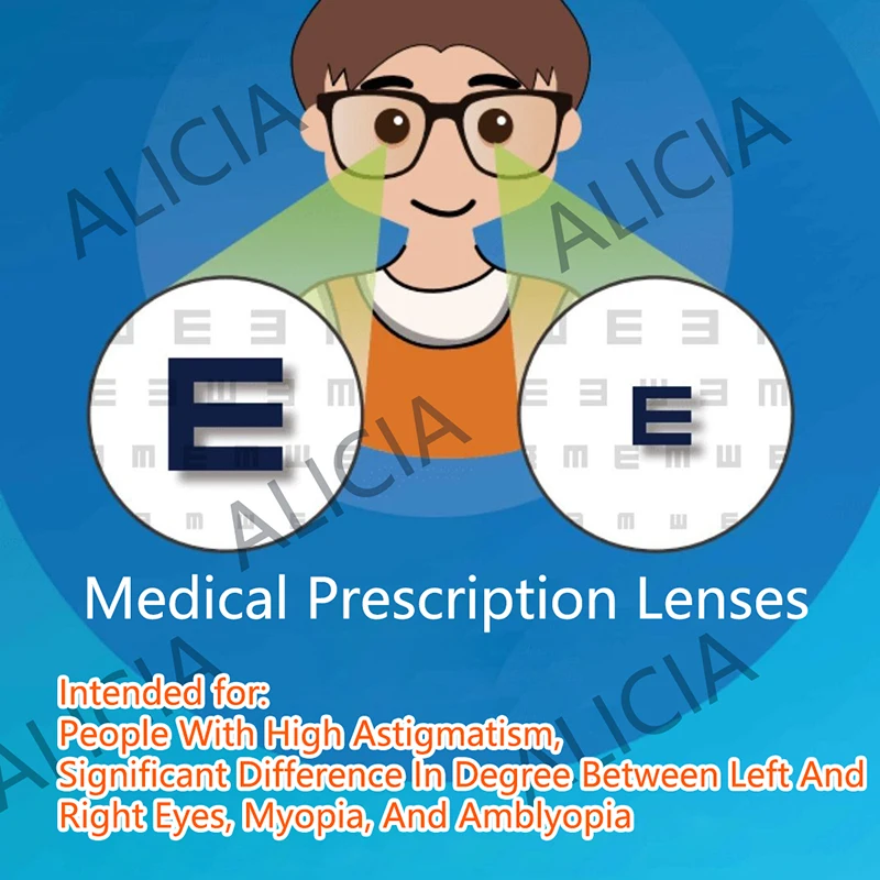 ALICIA 1.61 Anti Blue Light Lens Large Field Wide-Angle Free-Form Surface Myopia Astigmatism Optical Prescription Lenses Man Wom