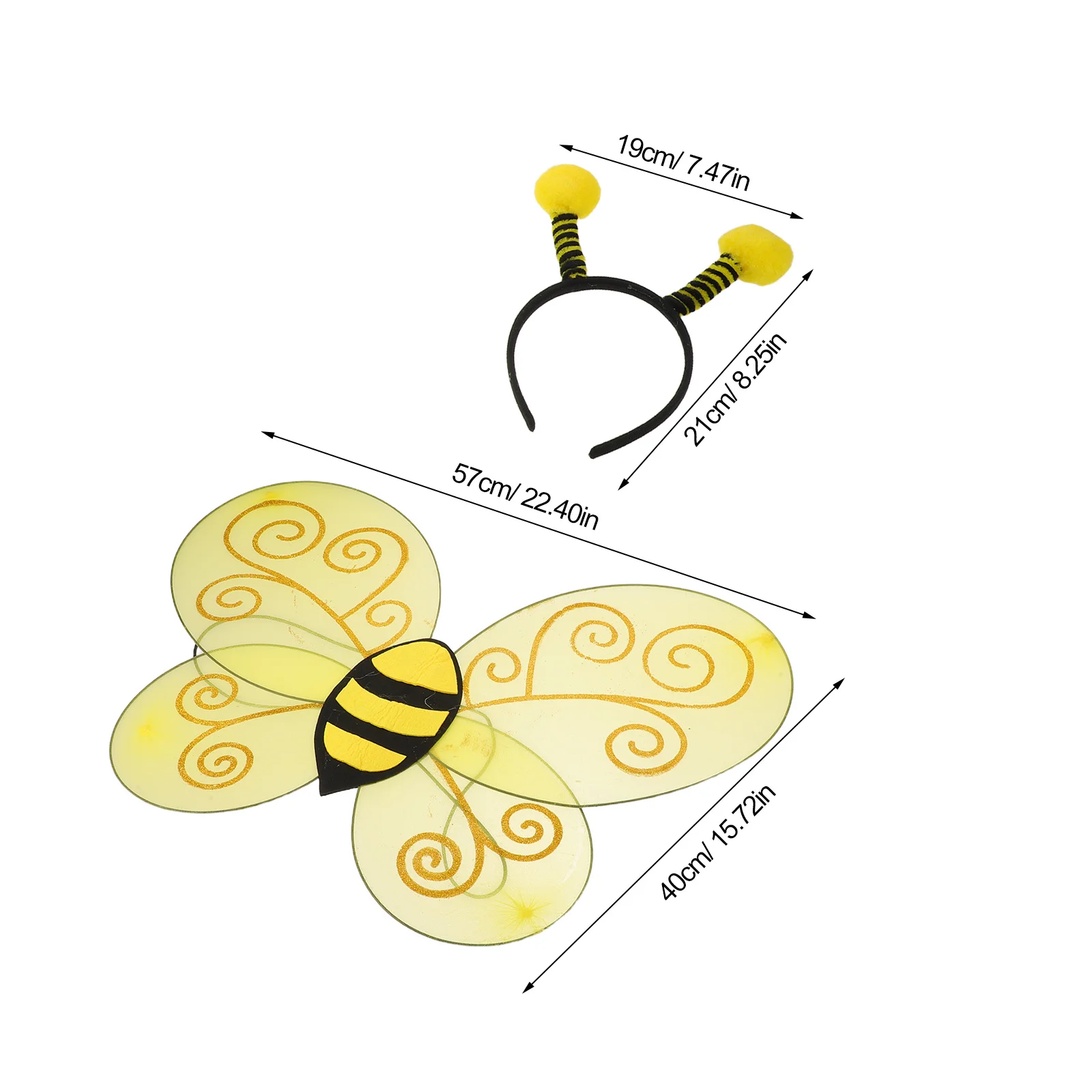 1 مجموعة أطفال النحل زي أجنحة عقال مجموعة واقعية النحل تأثيري اكسسوارات للحفلات المرحلة يلعب فستان مناسبات #2