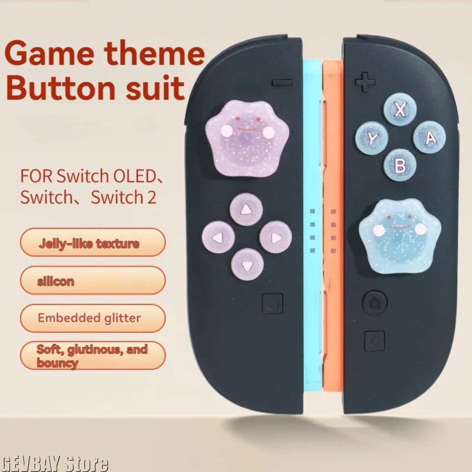 Funda de silicona con brillos para botones D-pad, ABXY y joystick para Switch 2/NS Oled Joy-con 2