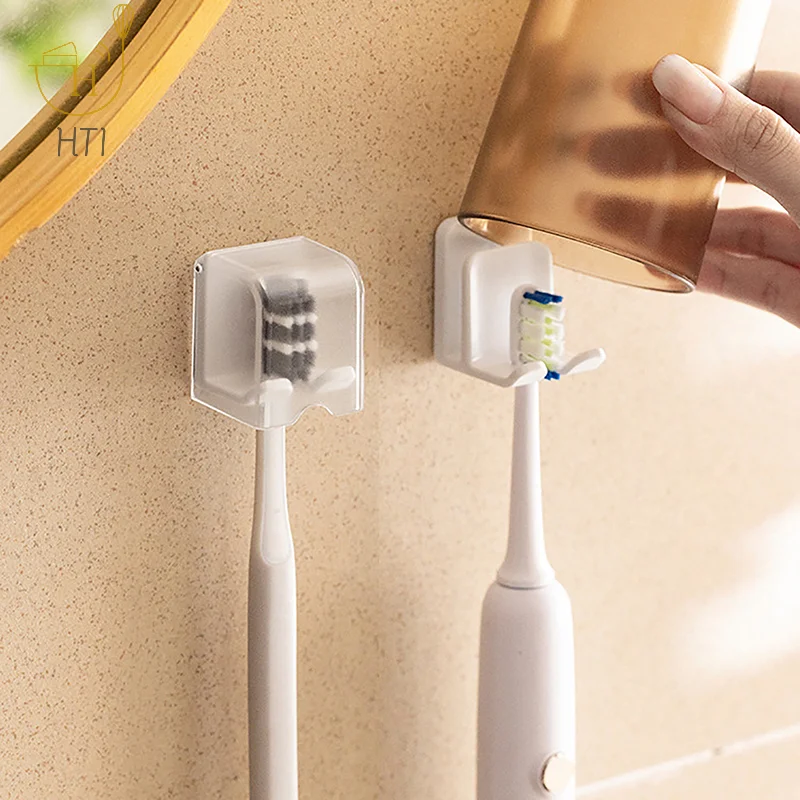 Soporte para cepillo de dientes montado en la pared con tapa a prueba de polvo, estante para cepillo de dientes eléctrico, ahorro de espacio, organizador de baño para cepillo de dientes