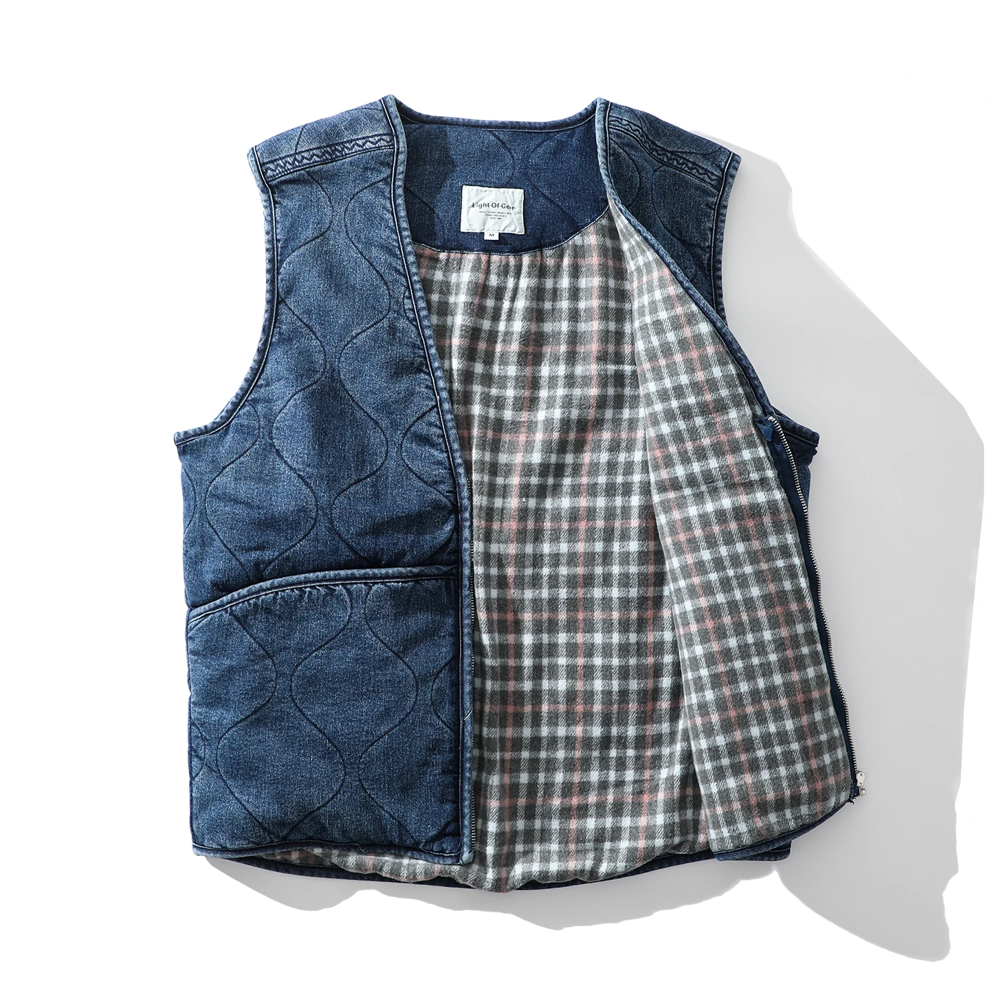 

Утепленный мужской зимний жилет из чистого хлопка, стеганый джинсовый жилет в форме тыквы, повседневный, теплый, модный, городской стиль, с V-образным вырезом, на молнии, однотонный