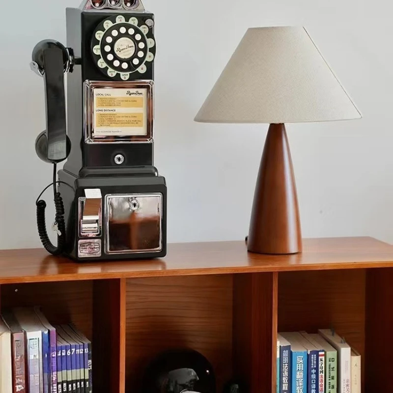 

Solid wood table lamp wabi wind bedroom high sense new Chinese retro atmosphere bedside lamp American