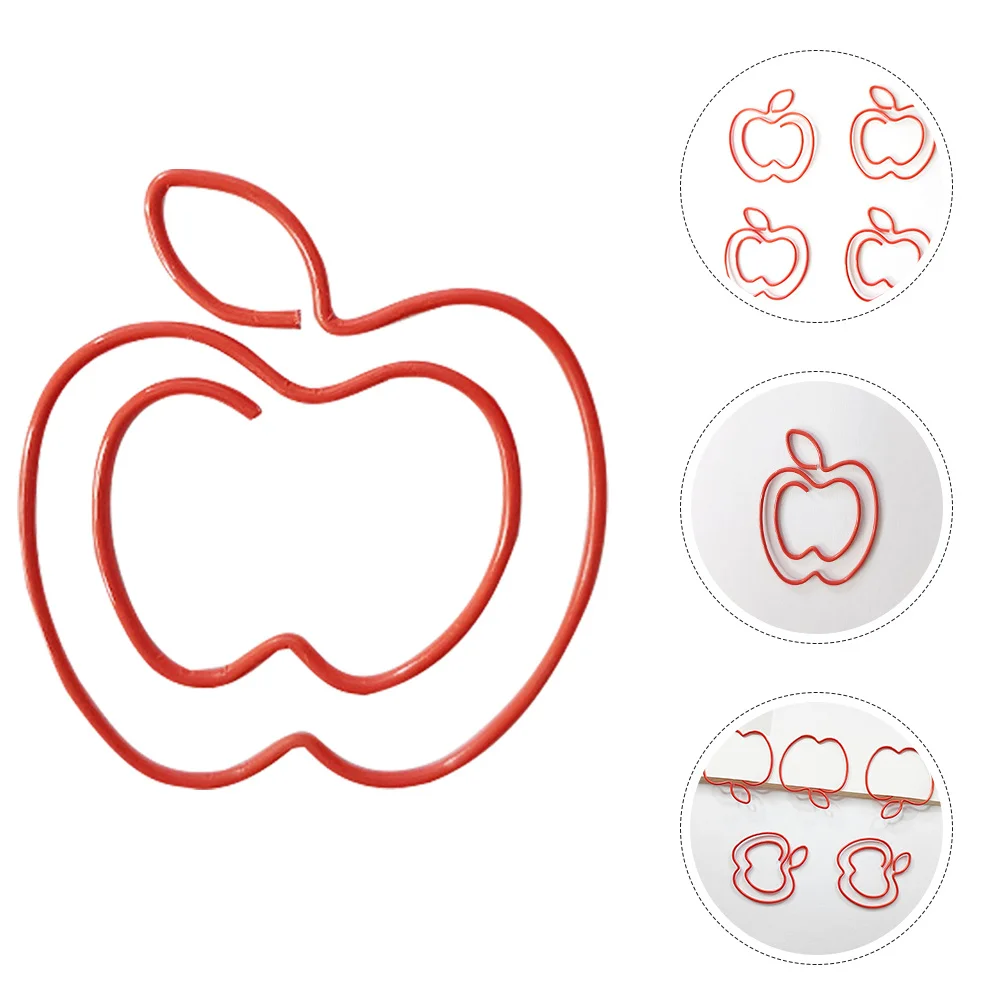

50Pcs Apple Paper Clips Fruit Shaped Cute Small Paperclips Classroom Office Document Clips Decorative Paperclips