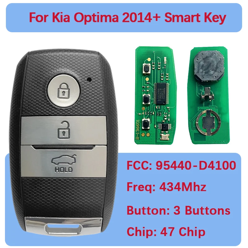 

CN051113 Послепродажный 3-кнопочный смарт-брелок 47 чипов 433 МГц Fcc Id SVI-JFFGEC0 95440-D4100 2014DJ6257 для Kia Optima 2014+