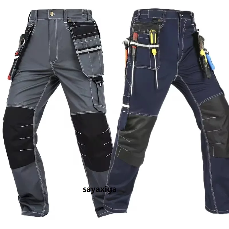 

100% Cotton Cargo Pants Work Pants Men's Wear Resistant Multi Fly Pockets Working Trousers For Men Mechanic Uniform Knee Pads 5x