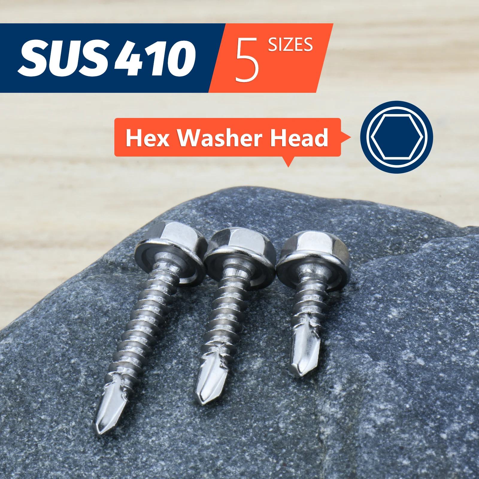 # 8 M4.2 مسامير الصفائح المعدنية ذاتية التنصت 410 سداسية من الفولاذ المقاوم للصدأ غسالة الرأس عالية القوة سريعة التنصت مسامير تيك مخرطة للمعادن