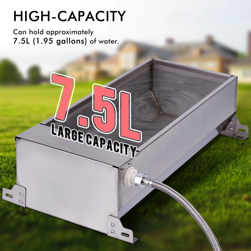 50cm Rectangle Stainless Steel Auto Water Trough with Float 7.5L Capacity for Poultry Cow Sheep Farm Water Supply