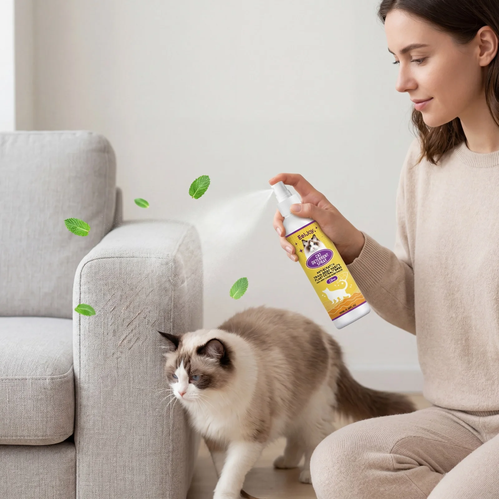 Spray Répulsif pour Chats Intérieur/Extérieur – Arrête les Griffades sur Canapé et les Marques d'Urine – Protection Longue Durée pour Meubles – Dissuasion pour Animaux de Compagnie – 100ml