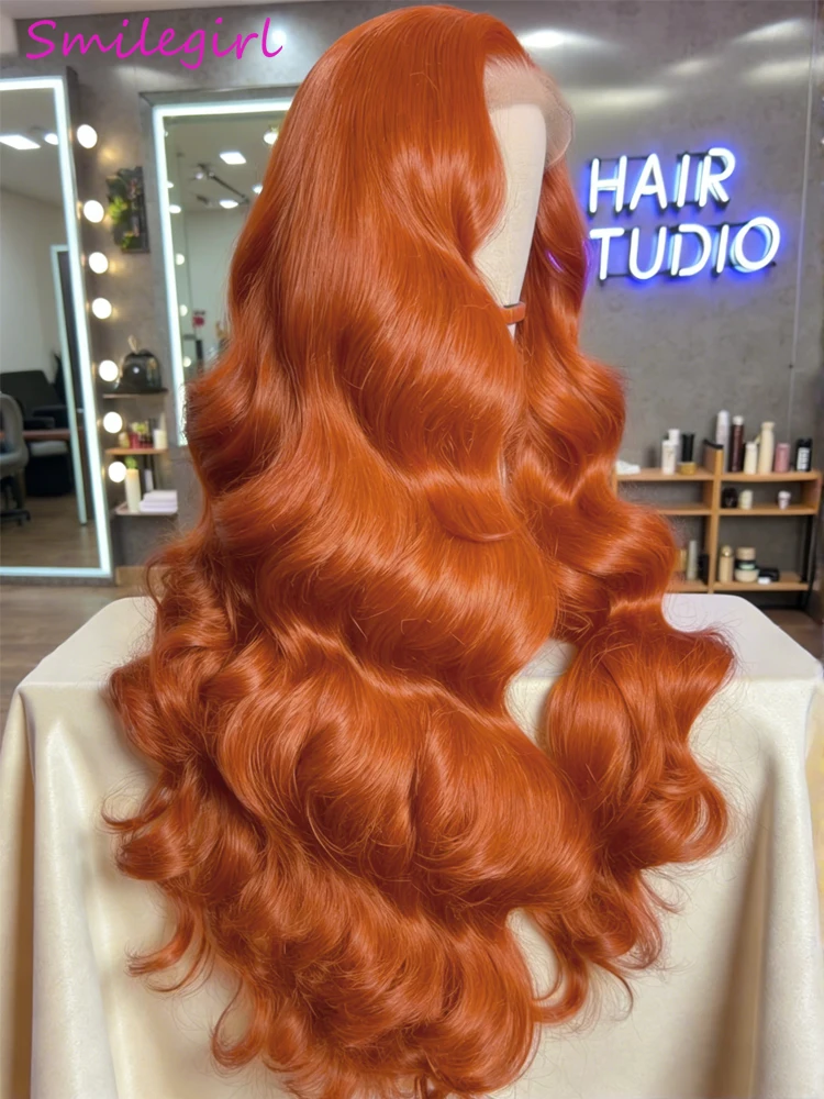 

38 36 дюймов Рыжий Оранжевый Парик Фронта Шнурка Человеческие Волосы Предварительно Сорванные 210% Плотность Объемная Волна 13x4 13x6 Hd Прозрачные Парики Фронта Шнурка