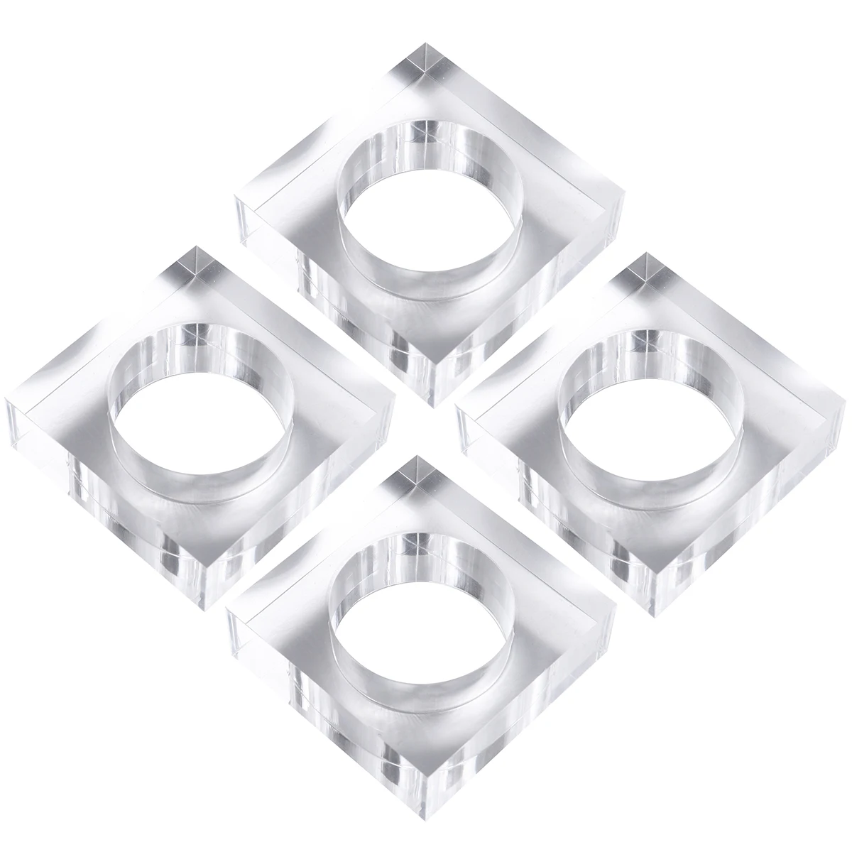 

4pcs Acrylic Napkin Transparent Serviette Holders Party Wedding Decorative Tableware for Events Banquet