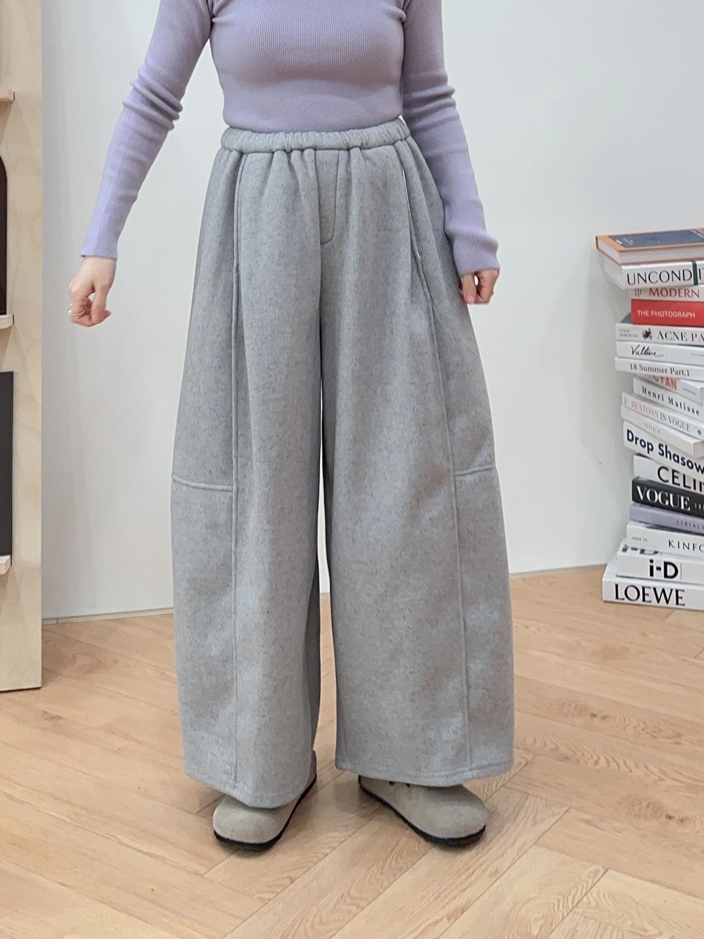 

Утепленные повседневные широкие брюки с высокой талией и декоративными вставками в корейском стиле, осенне-зимние, теплые, с принтом «Скорпион в бутылке с водой»