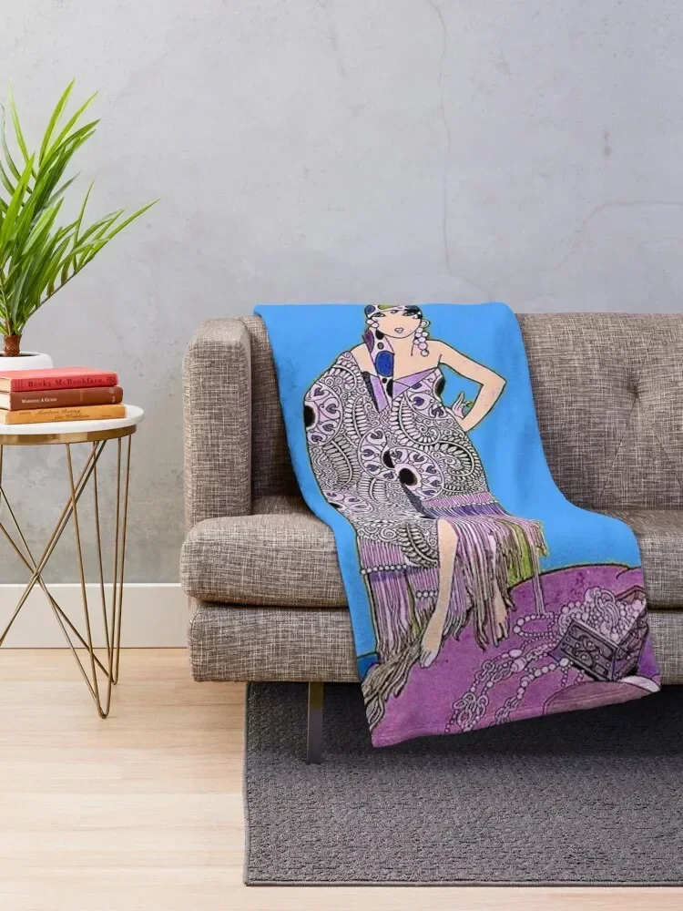 TODOS MAGAZINE : Vintage 1927 Flapper Pirate Print Throw Blanket decorative Thermal Blankets