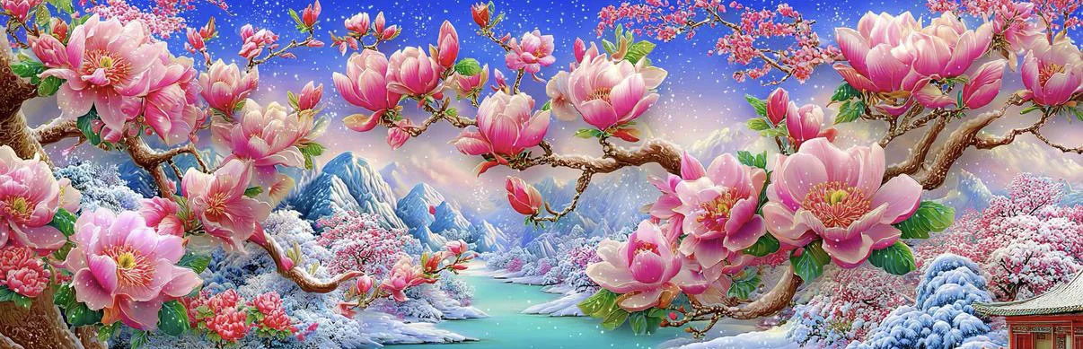 

9CT 11CT 14CT Flowers Magnolia Pre-Printed Cross Stitch DIY Embroidery Set Handicraft Floss Needle Crafts