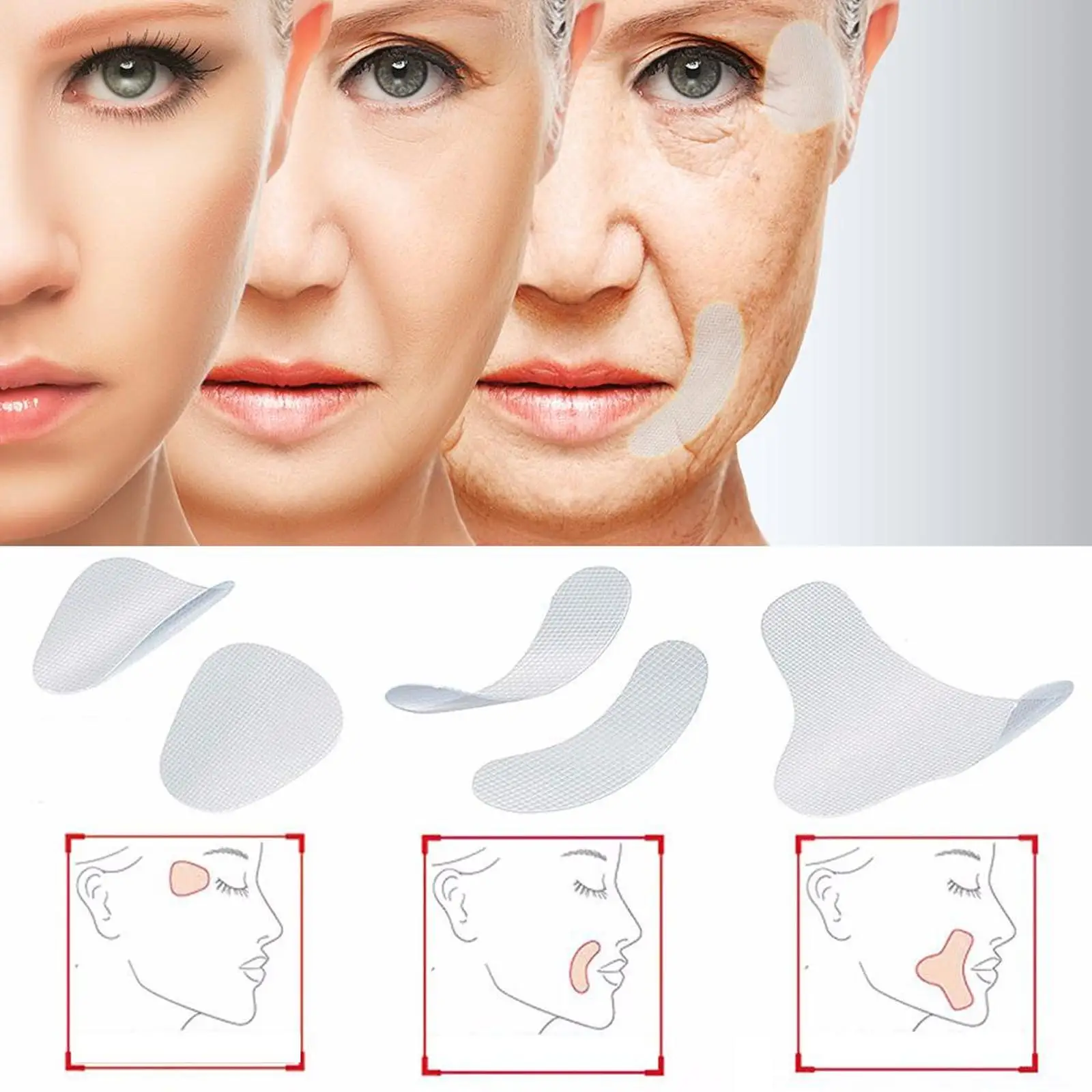 Gezicht Anti Rimpel Pads Slappe Huidverzorging Lift Up Tape V-Vormige Gezicht Lijnen Snel Tillen Make-Up Rimpel Verwijdering Gezichtsverzorging Tools