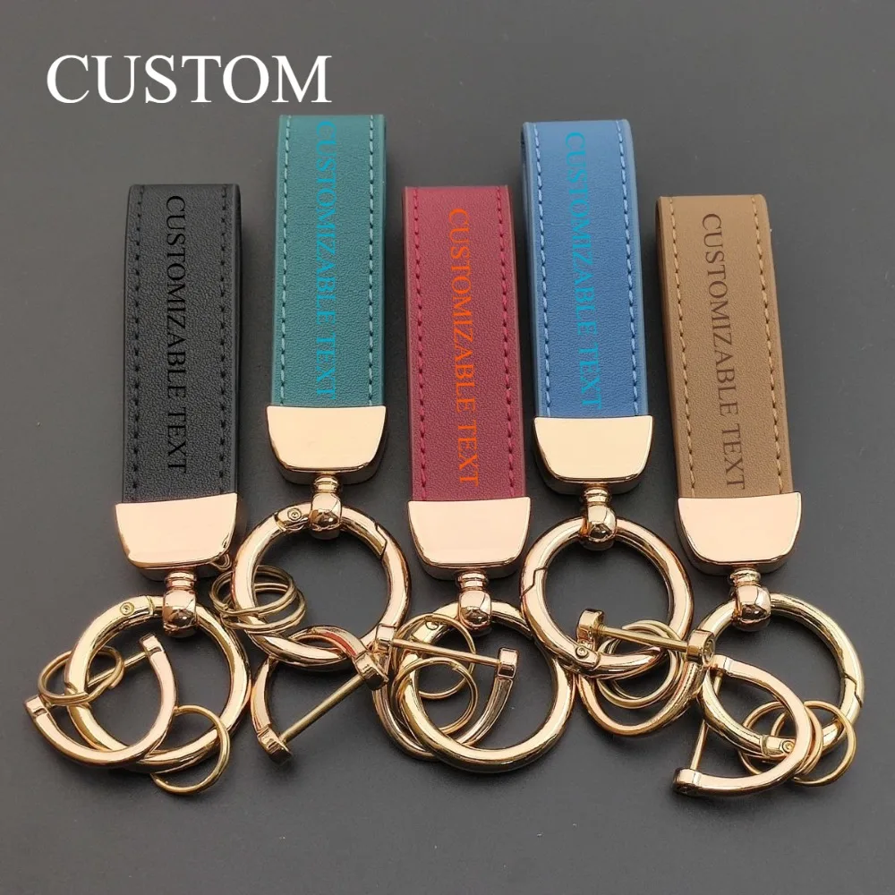 Luxury Leather Keychain Metal CarKey Holder Bag Charm Fashion Accessory Customizable Wholesale Retail Premium Gift for Men Women