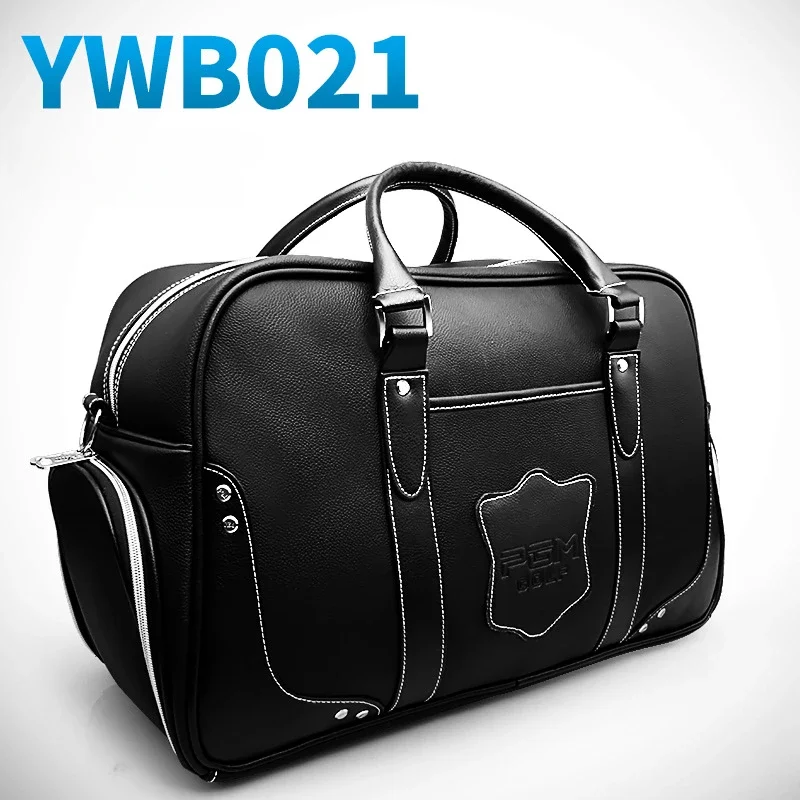 PGM Golf Clothing Bag  Black Large Capacity Leather men\'s motion portable bag Built-in shoes bag YWB021