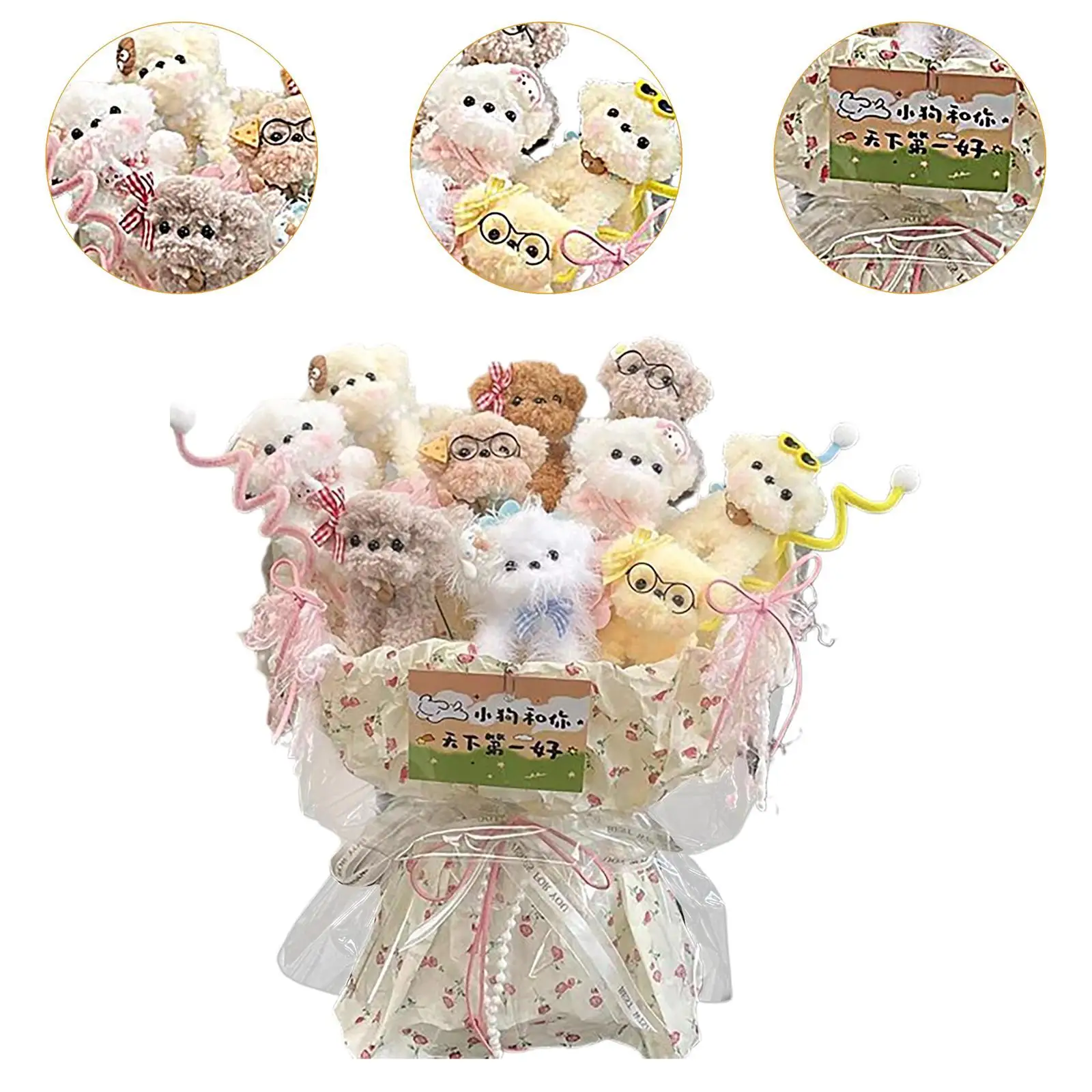 Leuke Hond Boeket DIY Decoratie Kunst Crafting Draagbare Pop Bloemboeket voor Vrouwen Mannen Feestartikelen Moeder Verjaardag Jubileum