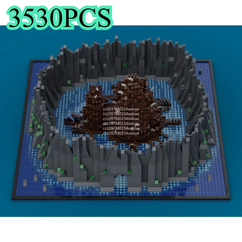 New Shipwreck Harbor Pirate Town Building Set, Retro Seaside Fortress MOC 3530PCS Model, Adventure Coast Bay Blocks Holiday Gift