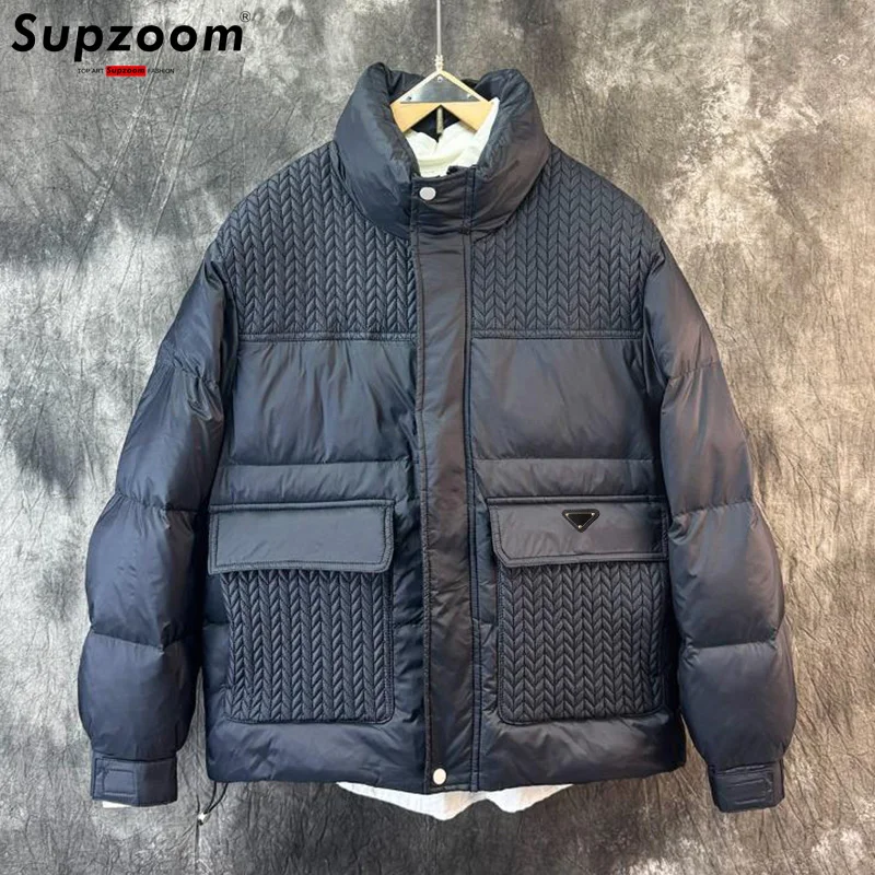 

Supzoom 2025 Новое поступление, повседневные мужские зимние модные костюмы с треугольной подкладкой, пара курток и пальто с хлопковой подкладкой