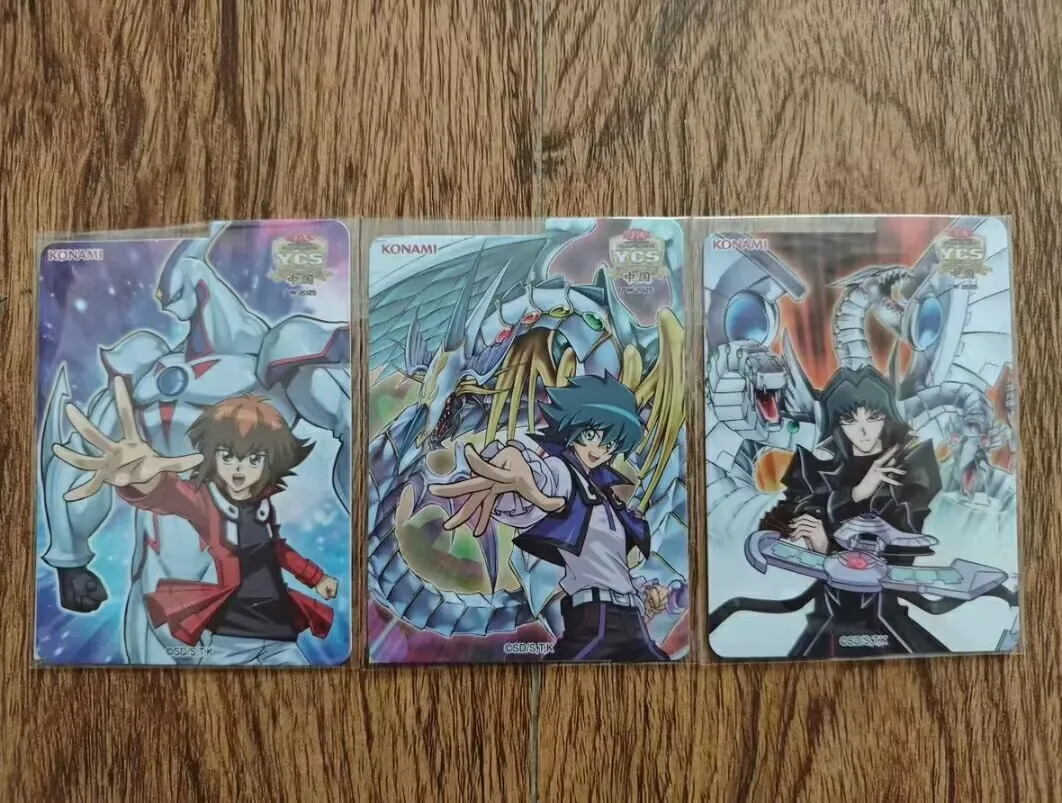 3pcs-yugioh-konami-gx-elemental-hero-neos-rainbow-dragon-cyber-end-dragon-field-center-card-official-collection-mint-card