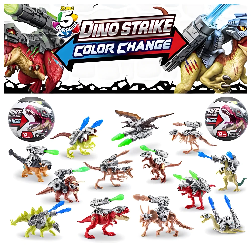Zuru Mini marcas de juguetes, 5 Mini marcas sorpresa, juguetes en miniatura, caja ciega misteriosa, Dino Strike, juguete mecánico Original en miniatura
