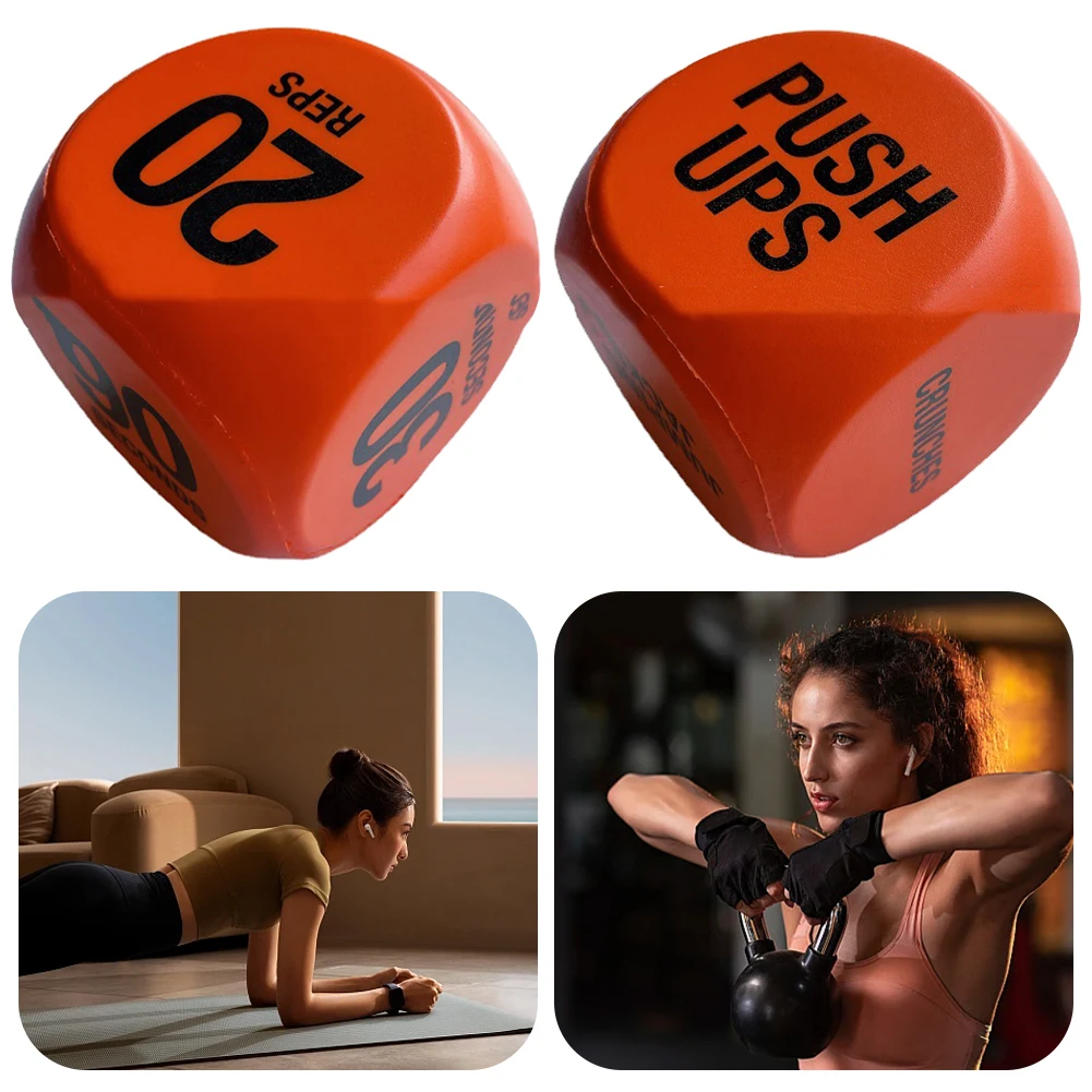 Dados de decisión de ejercicio Dados de decisión de fitness compactos Dados de entrenamiento dinámico de PU 2,7 pulgadas para entrenamiento cardiovascular HIIT