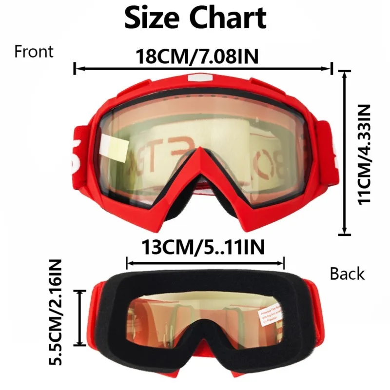 Outdoor Adult Protective Eyewear Usable At Night, With Double Layer Anti Fog & UV Protection, Full Foam Ski Motorbike Glasses