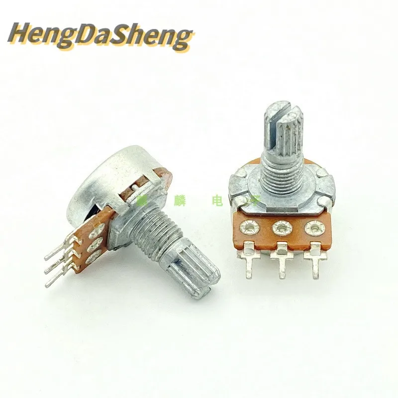 5Pcs Type-16 A200K 3-pin Single Speaker Amplifier  Volume Control Potentiometer 15mm Shaft