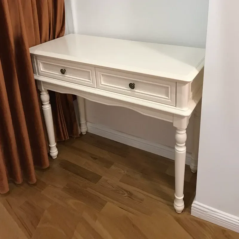 Customizable All Solid Wood Dressing Table Simple Modern Bedroom Makeup Writing Desk for Small Apartment Light Luxury Style