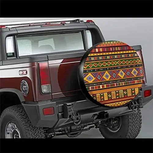 Africa Art Spare Tire Cover Ethnic Colorful Pattern Wheel Protectors Weatherproof Polyester Tire Case for All Cars SUV Camper