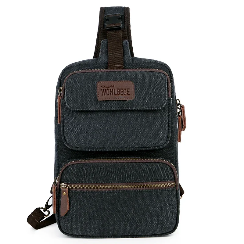 Bolso cruzado de Almacenamiento Simple para hombre, bolsas de mensajero de hombro, de lona, portátil, de viaje corto, mochila de pecho